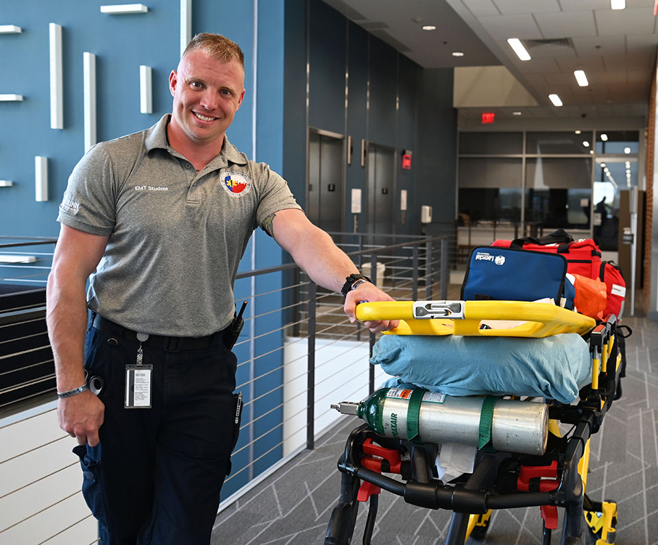 Tim Collins is training to become an emergency medical technician with plans to pursue a degree in fire science